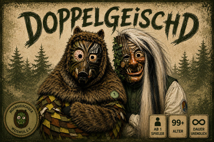 Moorgeischd und Moorlochtrude nebeneinander, das Titelbild des Doppelgeischd